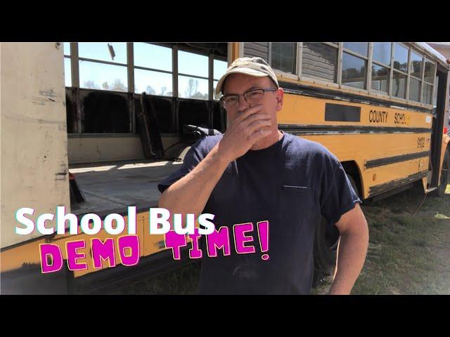 Converting a school bus | Seat removal, Wall removal, Insulation Removal, Floor removal