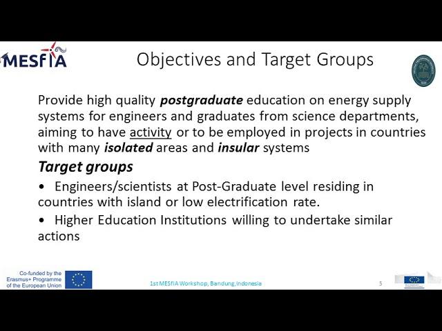 MESfIA International Conference: Project Presentation