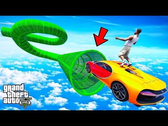 FRANKLIN TRIED IMPOSSIBLE LONGEST CURVY LOOP PARKOUR RAMP CHALLENGE GTA 5 | SHINCHAN and CHOP