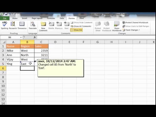 Use Track Changes Feature in Excel