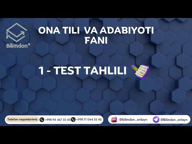 Ona tili 1- bepul test tahlili | Bilimdon