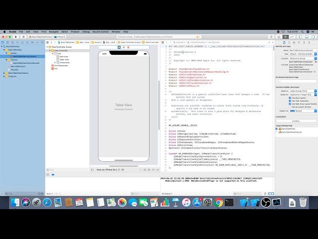 Xcode - Swift - UITableView - Basics - Part 1