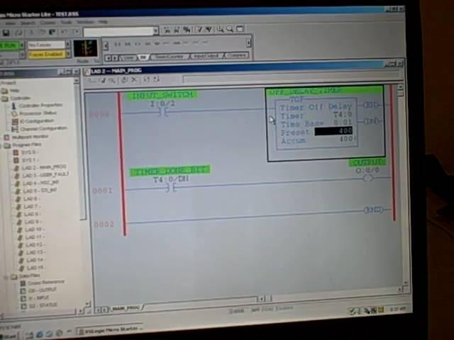 PLC programming -- TOF instruction (off-delay timer)