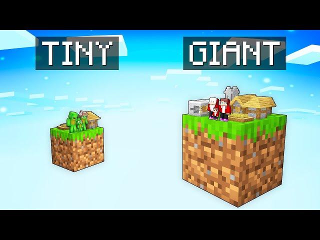 Mikey Family TINY vs JJ Family GIANT Skyblock with One Block in Minecraft (Maizen)