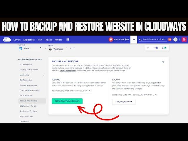 How to Backup and Restore Your Website in Cloudways Hosting | Server or Application