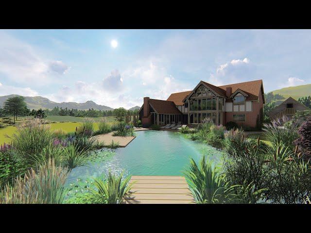 Welsh Natural Swimming Pool Garden Design Visualisation