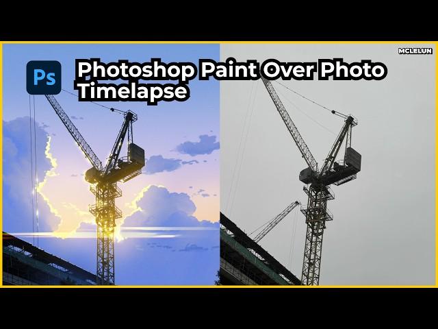 Anime Style Background Art Photoshop Paint Over Photo - Evening Construction Crane