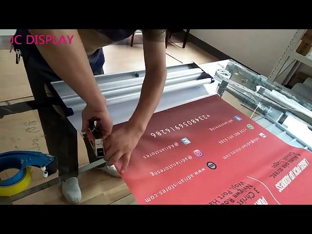 How to assemble Wide base aluminum roll up banner stand with Clip bar?