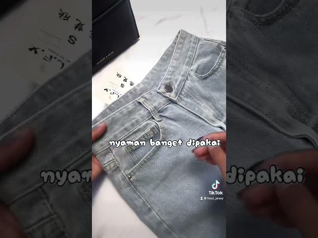 Unboxing ripped jeans highwaist 100 ribuan #racunshopee #shoppeehaul