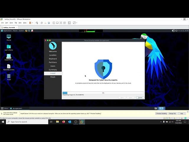 Installing ParrotOS in vmware workstation