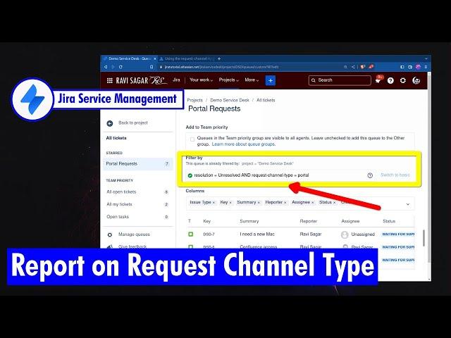 Jira Service Management - Report based on channel type