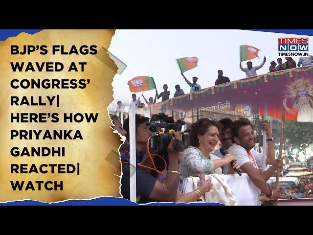 BJP Flags Waved At Congress' Nagpur Rally| Here's How Priyanka Gandhi Reacted| Watch Roadshow Row