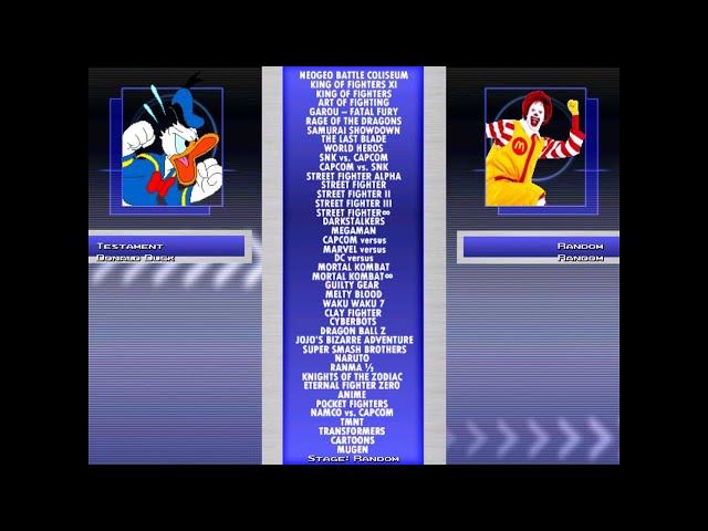 Testament & Donald Duck VS. My Mugen Roster