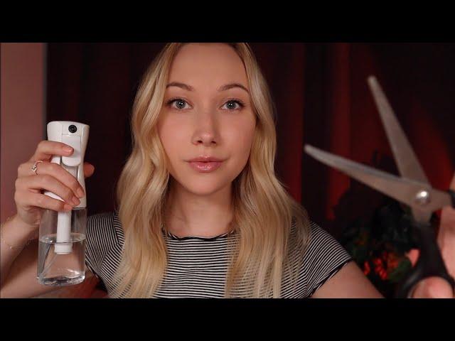 ASMR Chaotic FAST Haircut (scissor snipping, hair brushing, hand sounds)