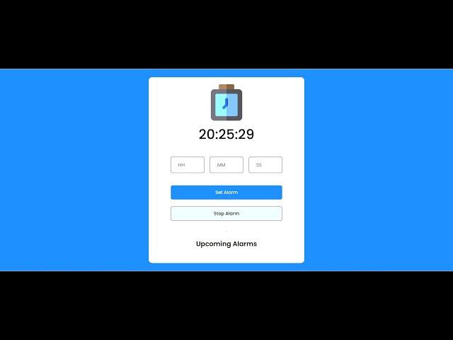 Alarm clock using HTML, CSS & vanilla JavaScript