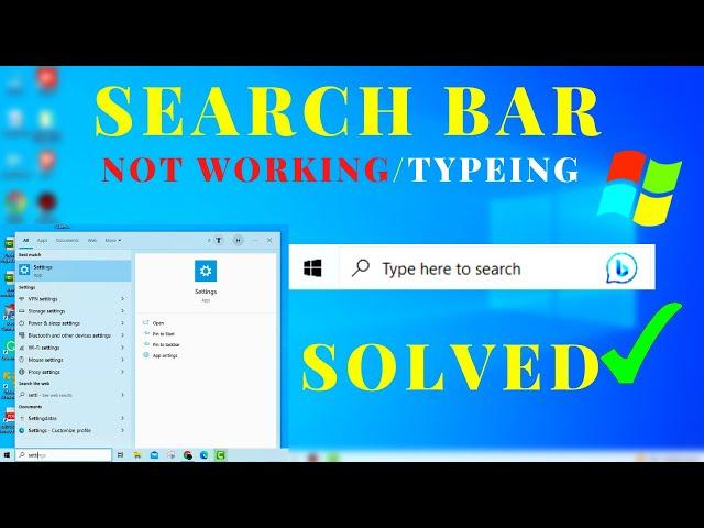 How to Fix Windows Search Bar Not Working / Not Typing on Windows 10 Operating System