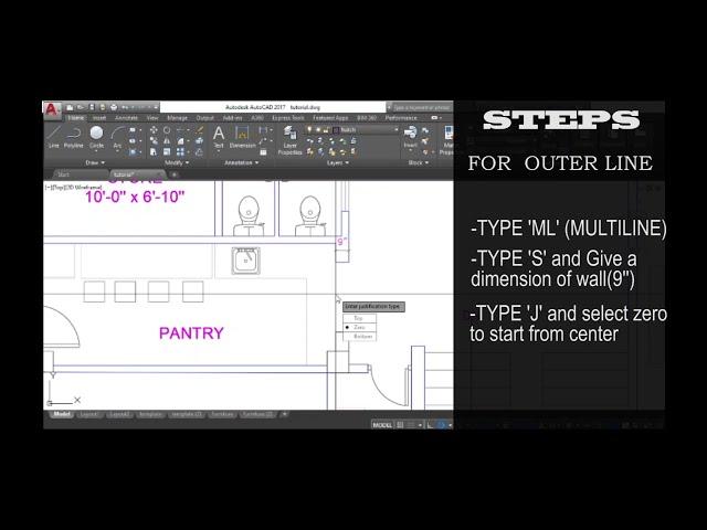 how to make window using multiline command in auto CAD || Tutorial