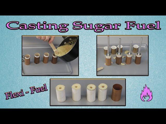 Casting sugar fuel for a snap ring 38 mm rocket motor.