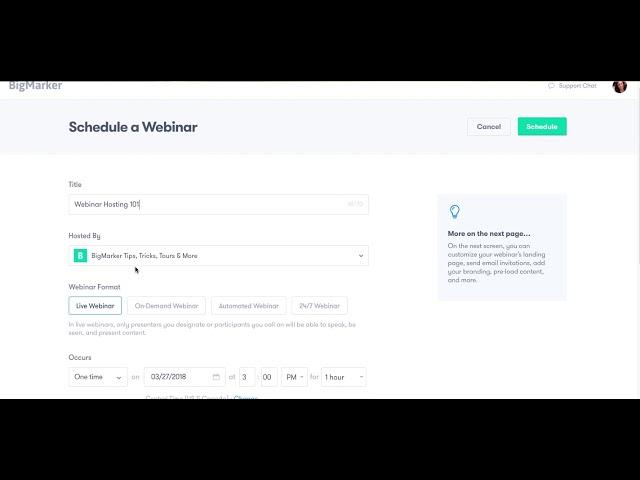How to Schedule a Webinar on BigMarker