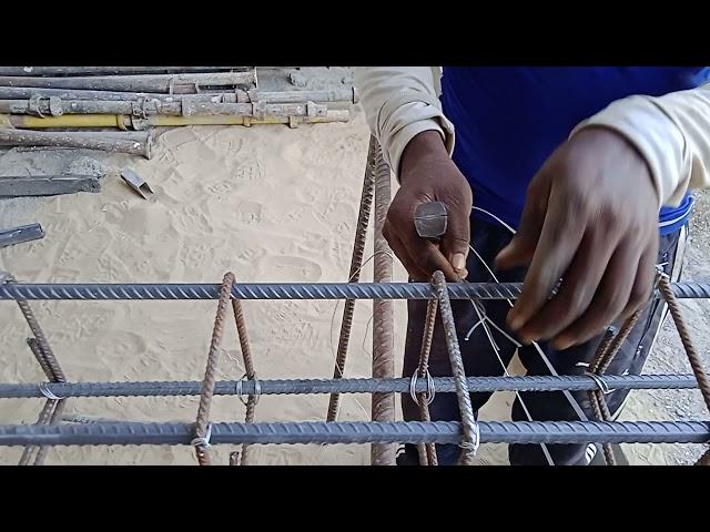 how to tie stirrups with longitudinal rebars in beams