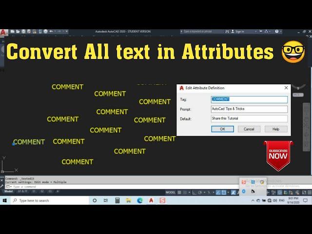 How to convert Text to Attributes at a time