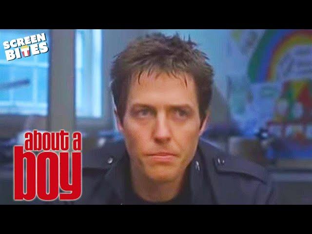 About A Boy: Will (Hugh Grant) attends SPAT - single parents alone together