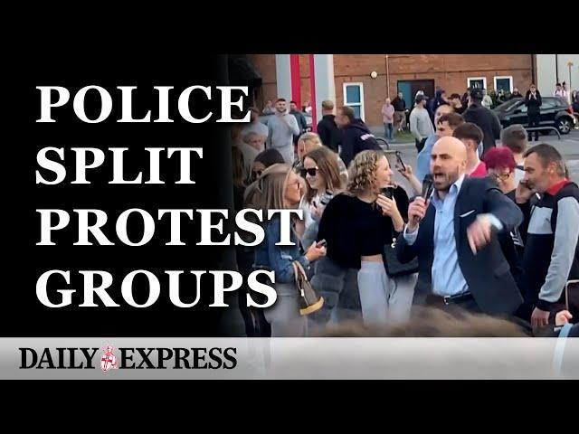 UK riots: Protesters and counter protesters face off in Aldershot