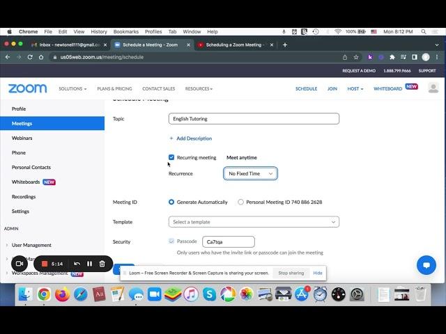 Scheduling a Zoom Meeting