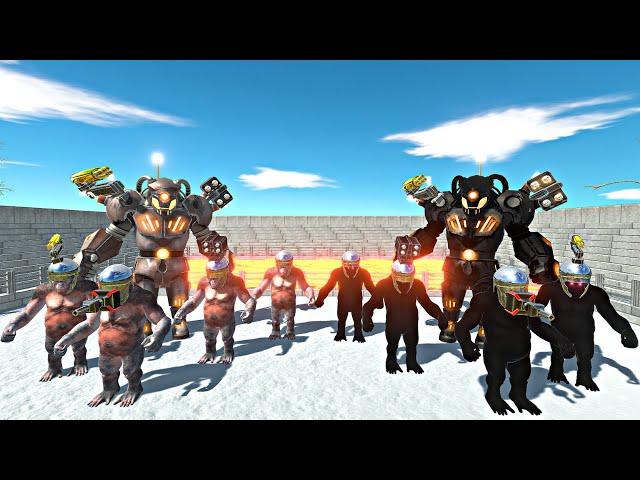 Gun Head Goro Team vs Shadow Itself in Lava Stadium Arena - Animal Revolt Battle Simulator