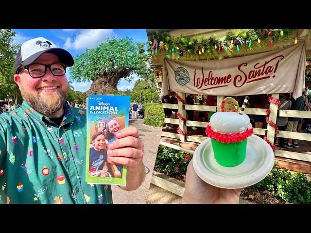 Disney’s Animal Kingdom 2024 | NEW Christmas Snacks & Meeting SANTA In Dinoland | Walt Disney World