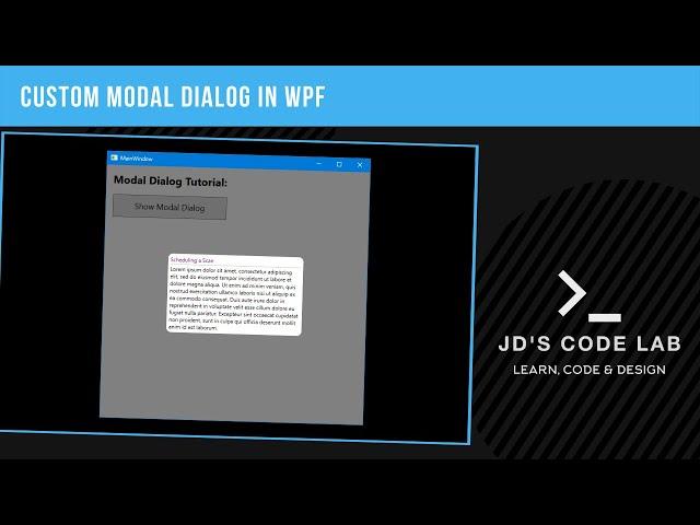 WPF C# | Modal Dialog | Window with Transparent Background | Wpf Custom Controls (Jd's Code Lab)