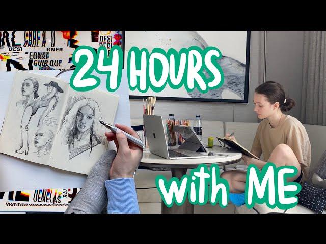 Artist's DAILY Routine 24 with me |Draw|Sleep|Eat|Study|Work