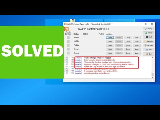 SOLVED "Error: Apache Shutdown Unexpectedly" | XAMPP & MySQL Fixes