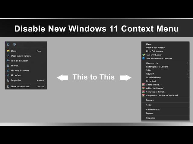 Disable New Windows 11 Context Menu | Change the right click menu options in Windows 11.