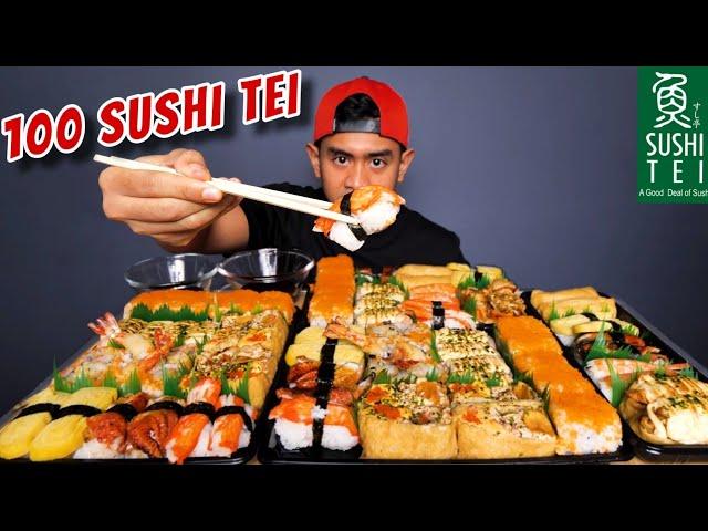 PERTAMA KALI MAKAN 100 SUSHI TEI PAKE SAOS SAMYANG!