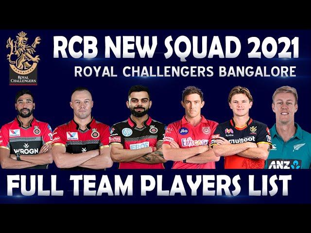 IPL 2021 | RCB Final Squad Updated | Full Team players List | Royal challengers bangalore