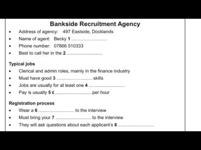 Bankside Recruitment Agency //bankside recruitment agency IELTS Listening ielts listening 2023 New