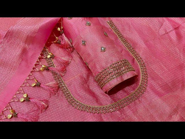 Beautiful and elegant aari embroidery blouse design || maggam work blouse designs