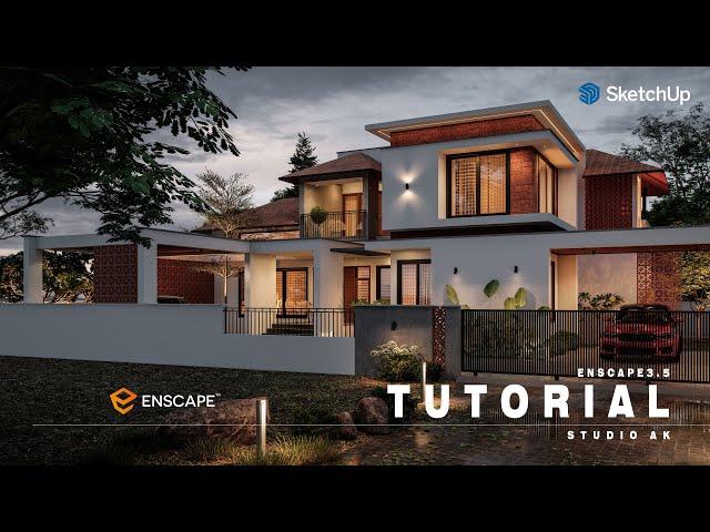 ENSCAPE TUTORIAL | DAWN | RESIDENCE RENDER EXTERIOR | SKETCHUP