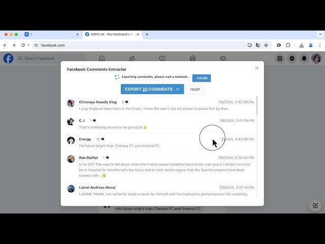FB Comment Exporter - Extract comments from facebook