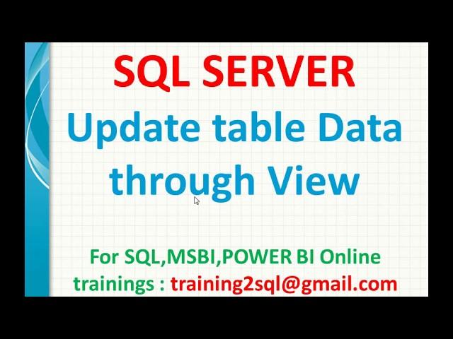 Update data through view in SQL | view data update in SQL | SQL view updates