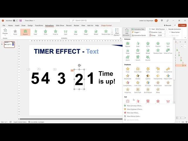 Timer Effect || Using Appear, Disappear, and Wheel Animations || PPT Animation Tricks