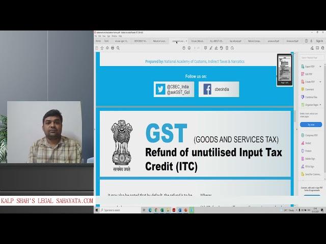 GST REFUND LIVE ONLINE FOR EXPORT OF GOODS WITHOUT PAYMENT OF TAX UNDER LUT  OR BOND - REFUND OF ITC