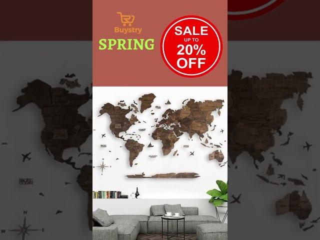 3D Wood World Map Wall Art Decor (L Prime, Walnut) | Luxurious 3D Wooden Wall Map #shorts