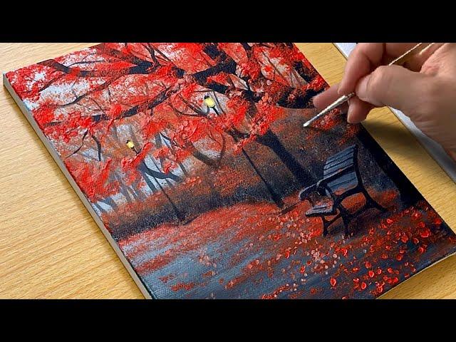 How to Draw Autumn Scenery / Acrylic Painting for Beginners