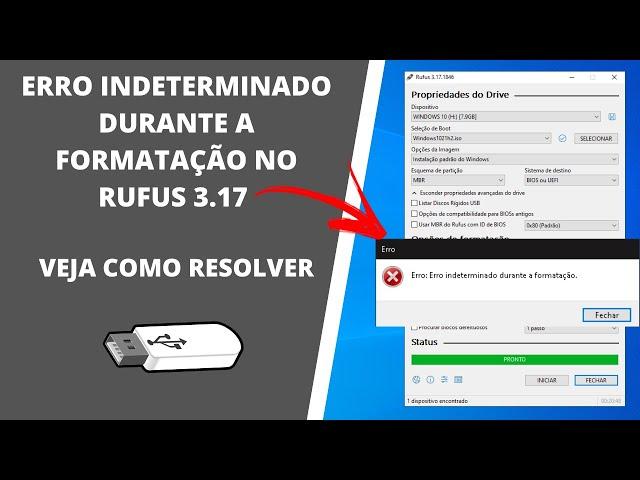 RUFUS  "Erro Indeterminado Durante A Formatação" - Como Resolver? ( 2022 )