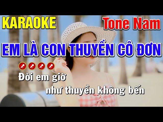 ️EM LÀ CON THUYỀN CÔ ĐƠN Karaoke Tone Nam ( Beat Chuẩn ) | Mạnh Hùng Karaoke