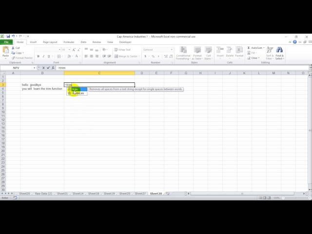How to eliminate spaces in front of text in excel