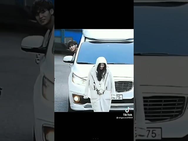 Just Chaeyeon blocking Mingyu's car   #seventeen
