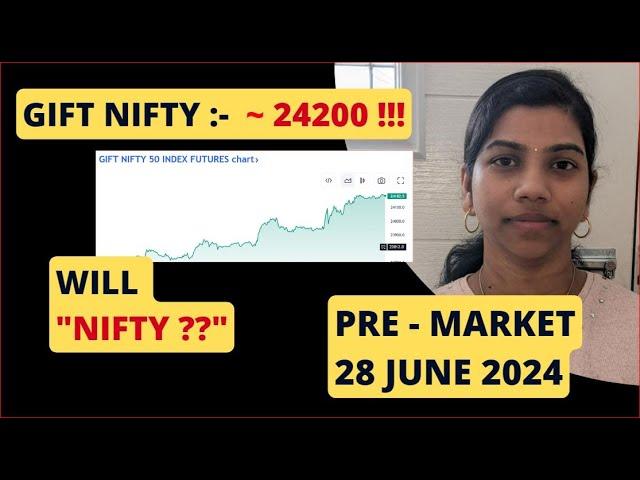 "Gift Nifty: ~ 24200 !!!" Nifty & Bank Nifty, Pre Market Report, Analysis, 28 June 2024, Range